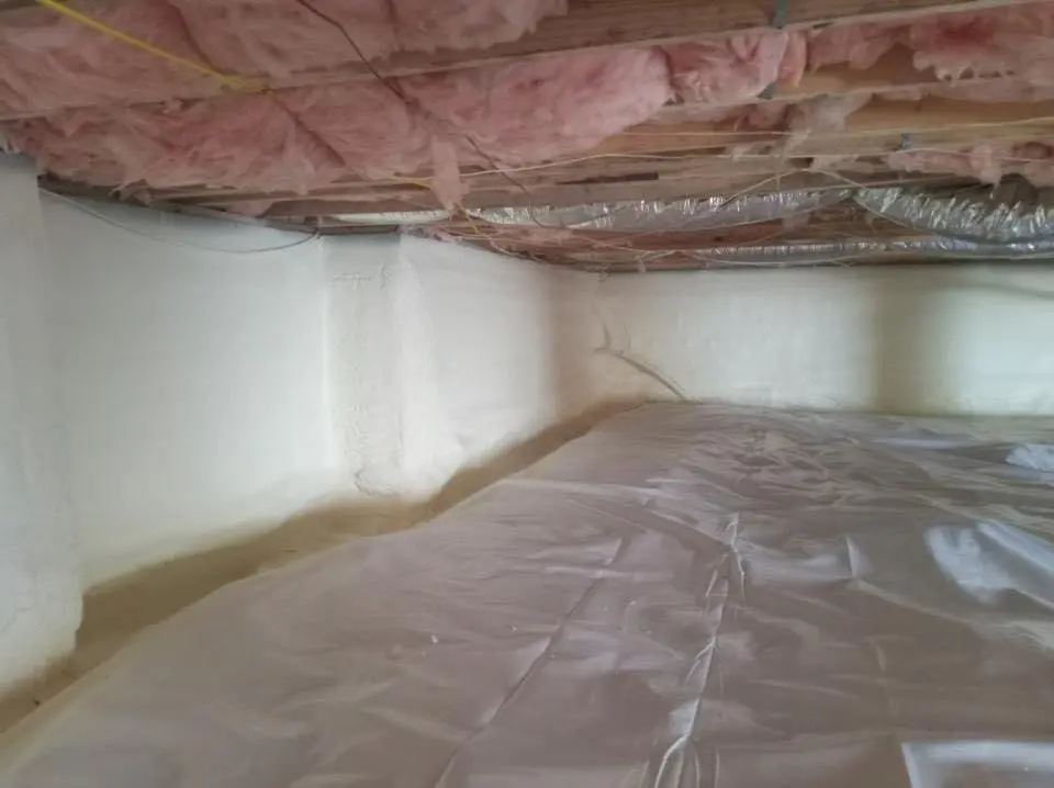 Crawl space encapsulation with closed-cell spray foam for Attic Insulation in Burlington
